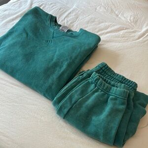 Adidas Teal Sweatshirt and Sweatpants Set